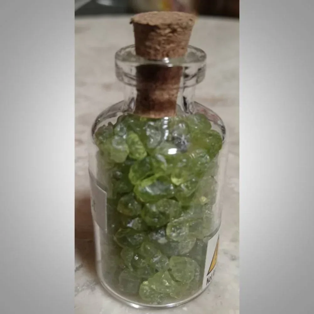 ONE PERIDOT crystal rock stone bottle AUGUST birthstone CHAKRA 02